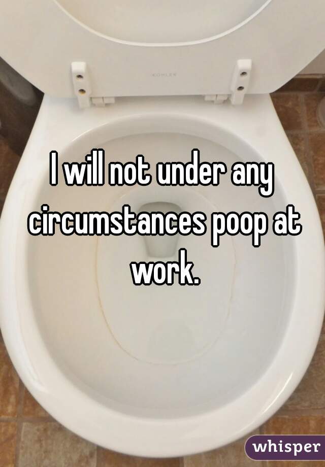 I will not under any circumstances poop at work.