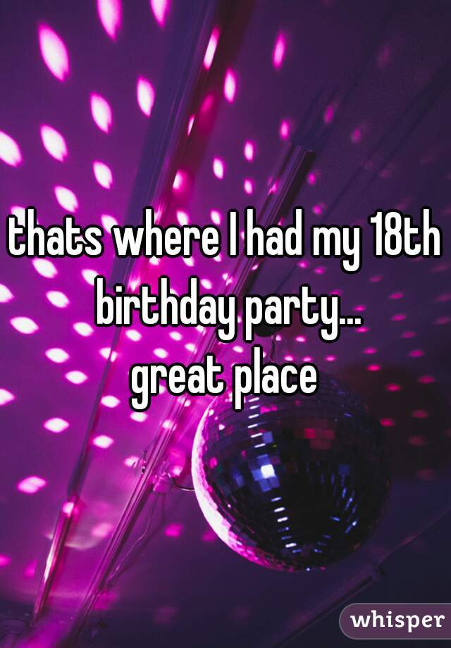 thats where I had my 18th birthday party...
great place