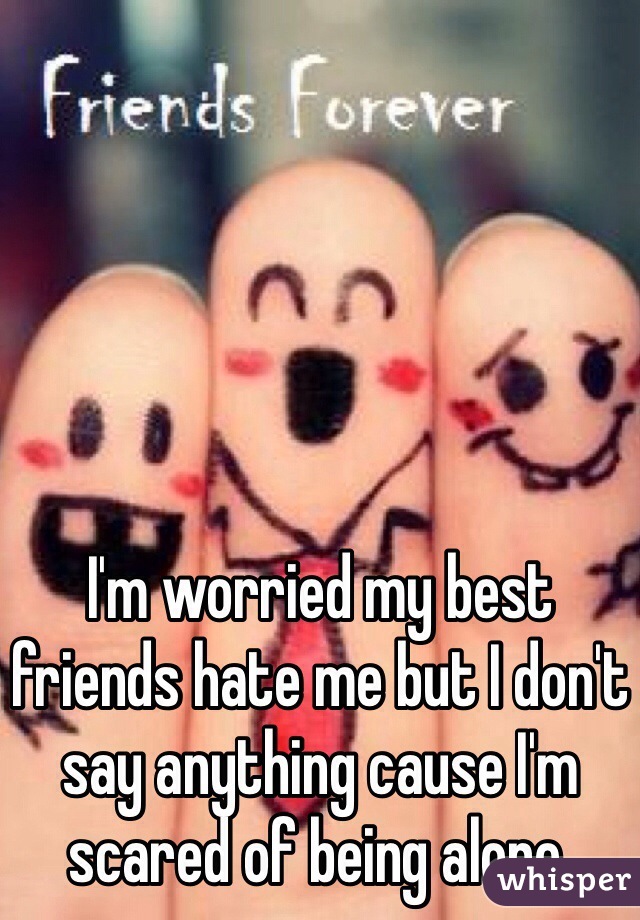 I'm worried my best friends hate me but I don't say anything cause I'm scared of being alone.