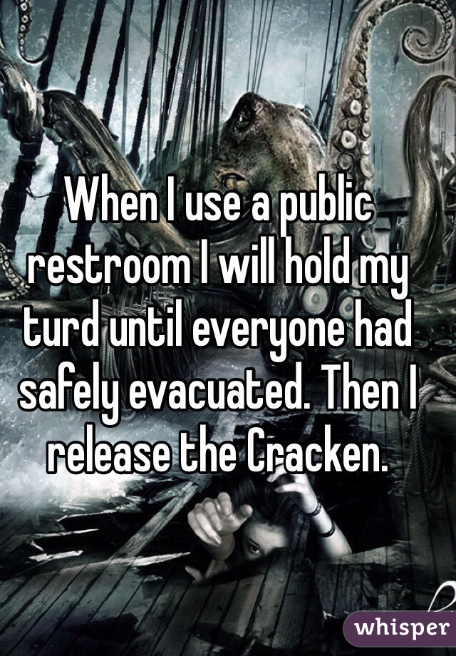 When I use a public restroom I will hold my turd until everyone had safely evacuated. Then I release the Cracken.   