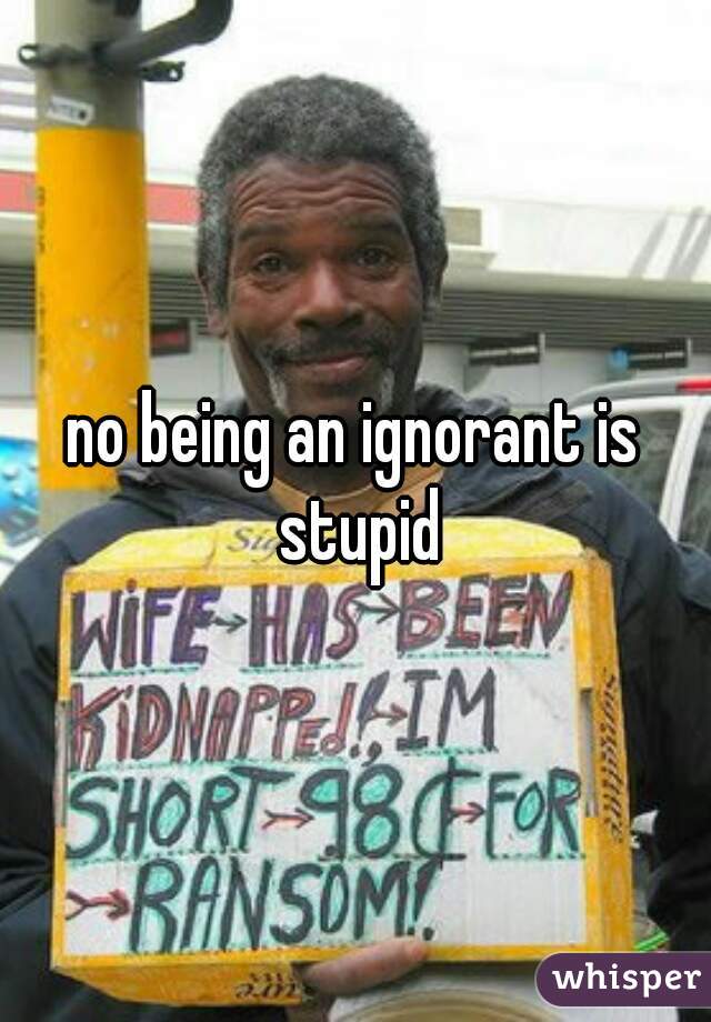 no being an ignorant is stupid