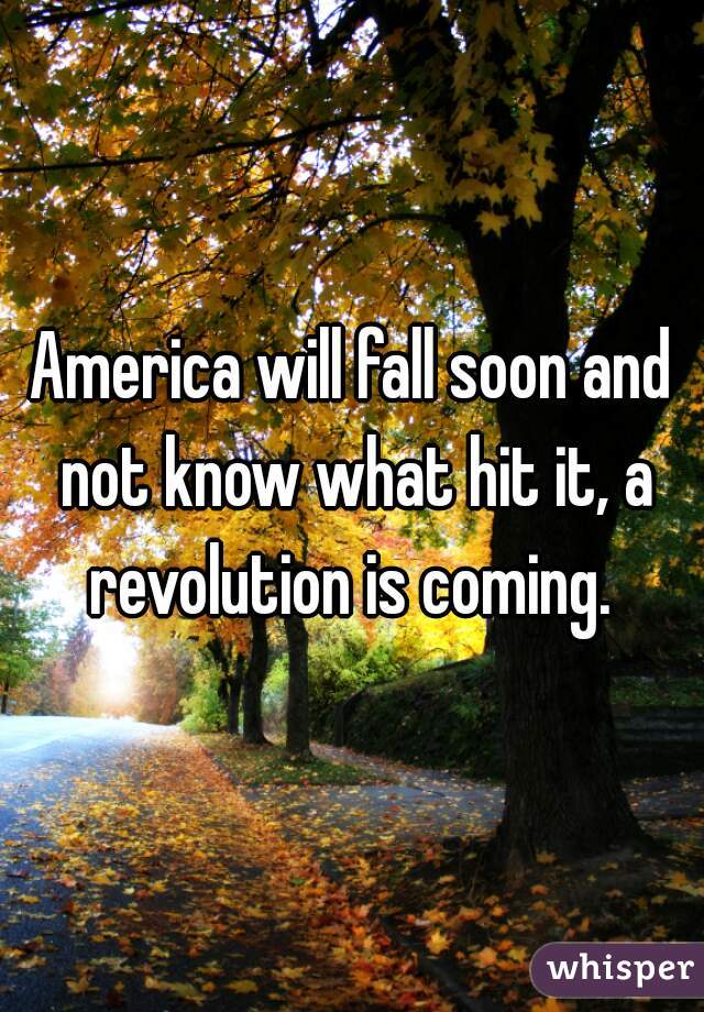 America will fall soon and not know what hit it, a revolution is coming. 