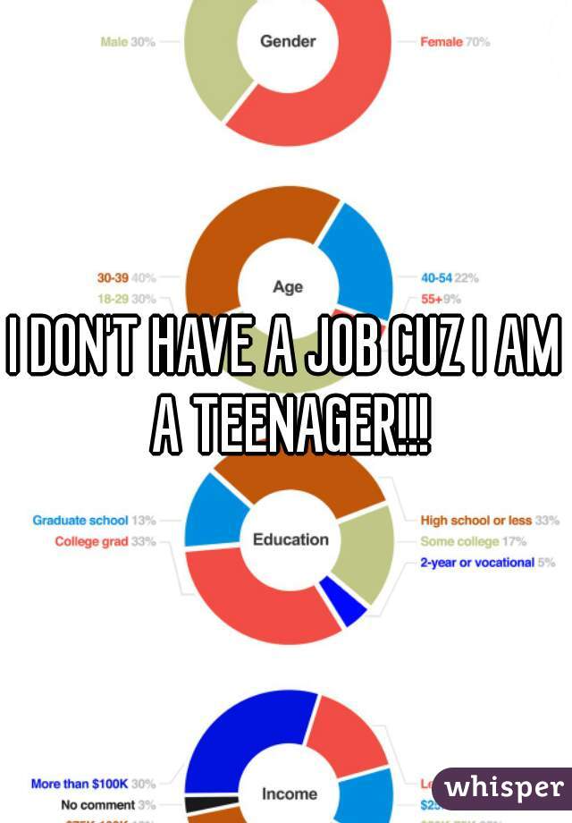 I DON'T HAVE A JOB CUZ I AM A TEENAGER!!!