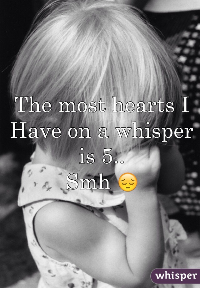 The most hearts I Have on a whisper is 5..
Smh 😔