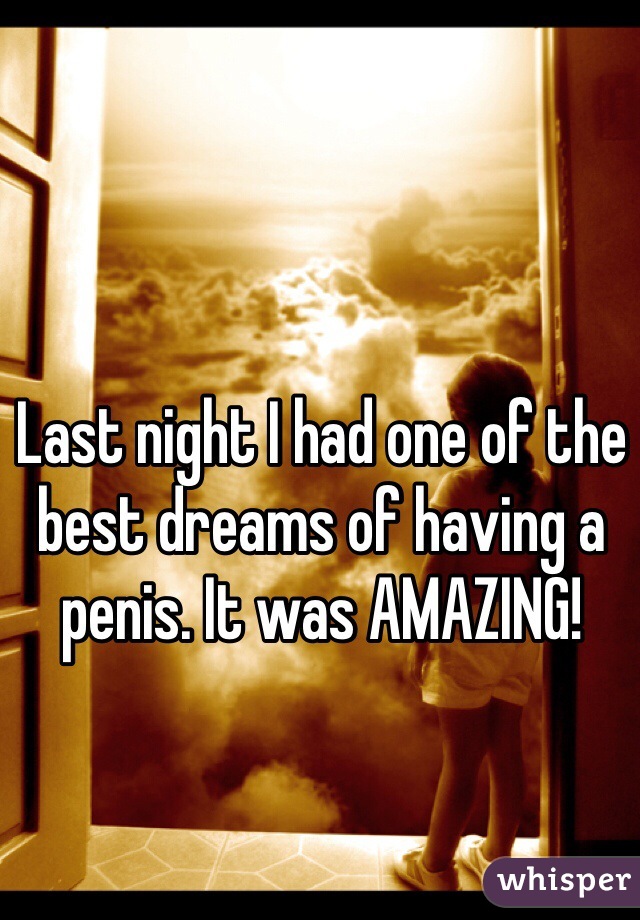 Last night I had one of the best dreams of having a penis. It was AMAZING!