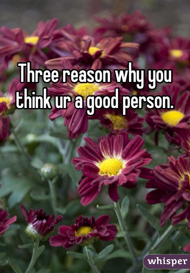 Three reason why you think ur a good person.