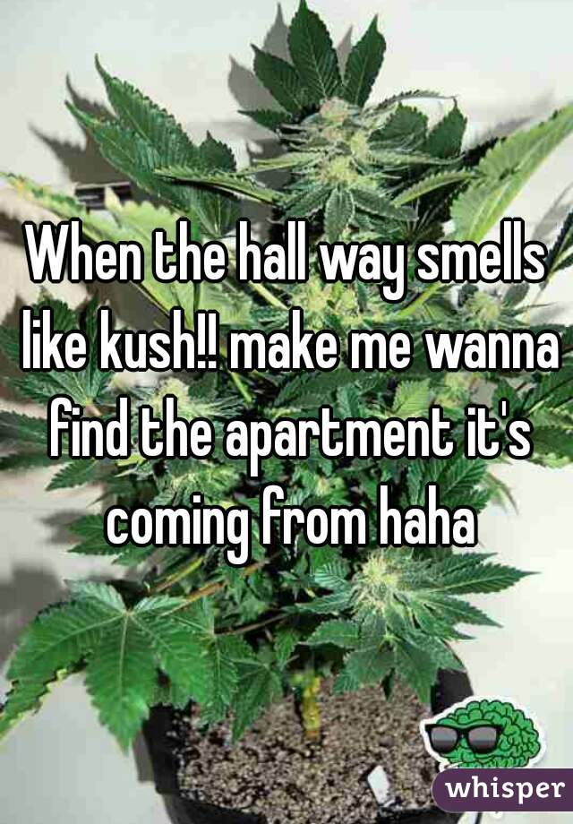 When the hall way smells like kush!! make me wanna find the apartment it's coming from haha