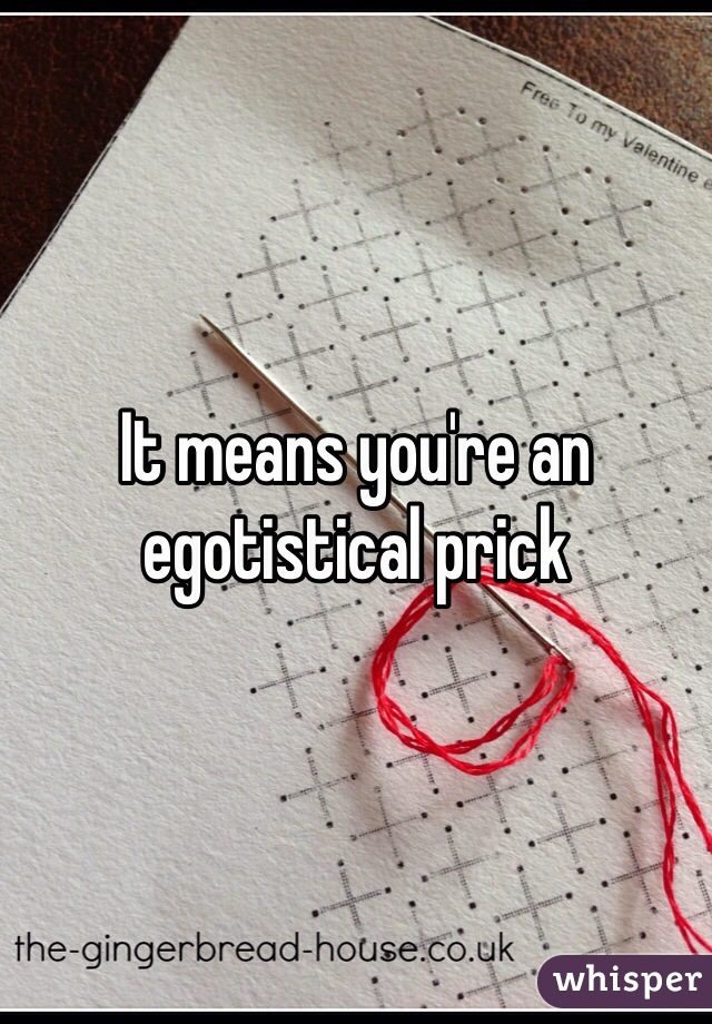 It means you're an egotistical prick