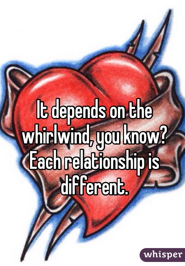 It depends on the whirlwind, you know? Each relationship is different. 