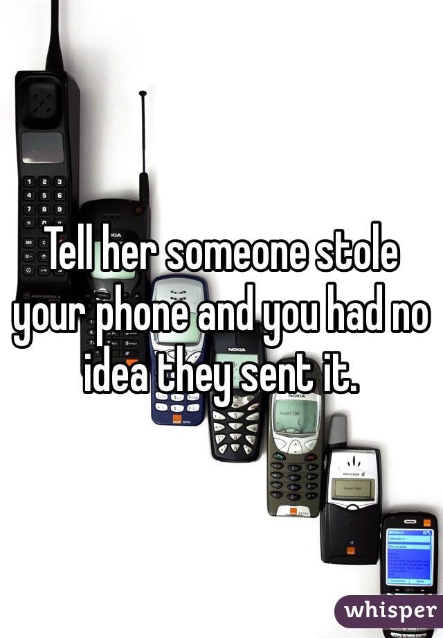 Tell her someone stole your phone and you had no idea they sent it. 