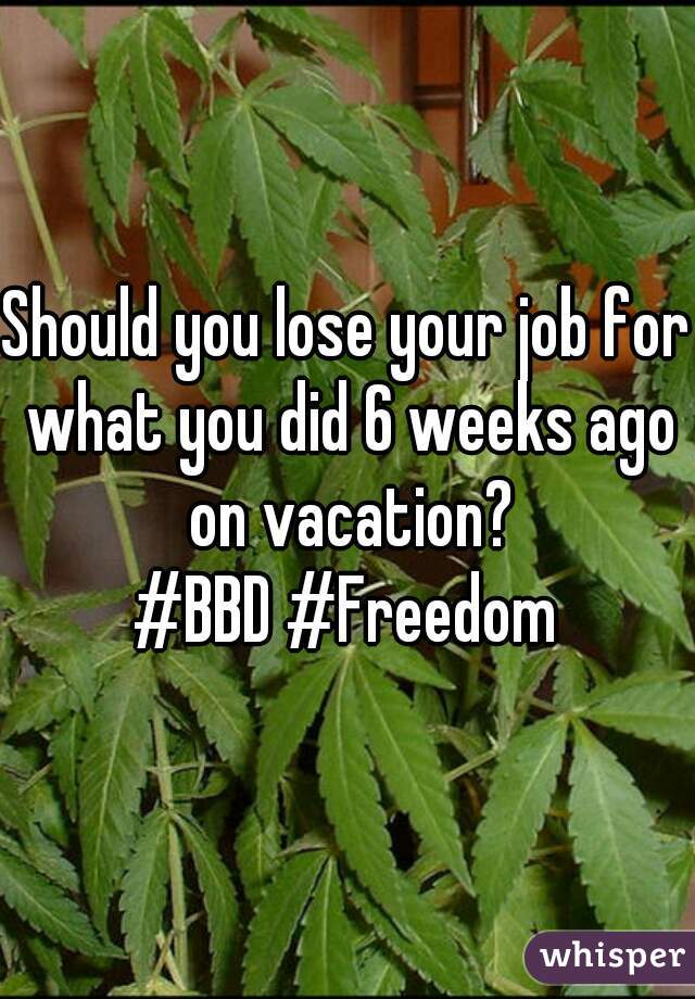 Should you lose your job for what you did 6 weeks ago on vacation?
#BBD #Freedom