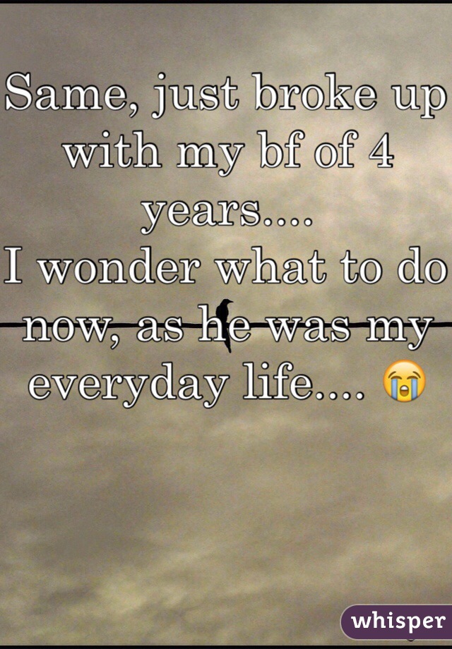 Same, just broke up with my bf of 4 years.... 
I wonder what to do now, as he was my everyday life.... 😭