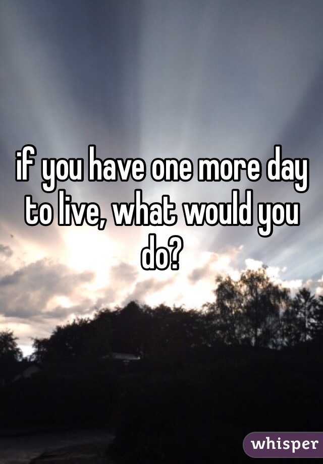 if you have one more day to live, what would you do?