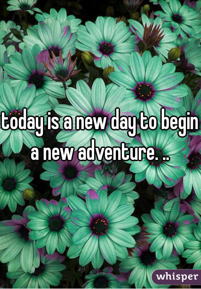 today is a new day to begin a new adventure. .. 