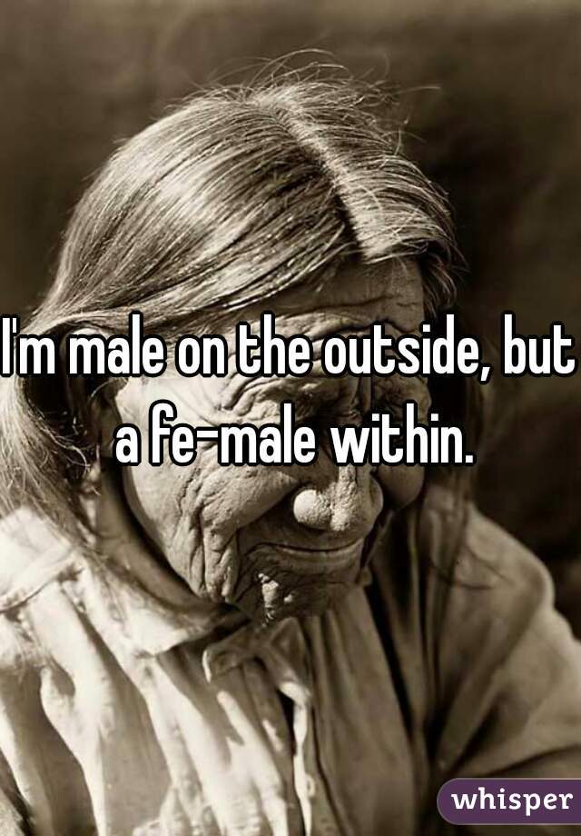 I'm male on the outside, but a fe-male within.
