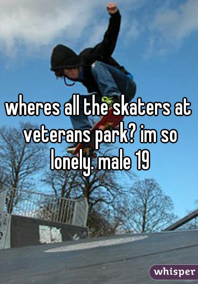 wheres all the skaters at veterans park? im so lonely. male 19