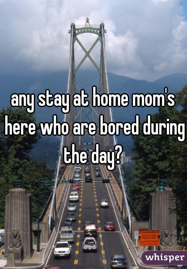 any stay at home mom's here who are bored during the day? 