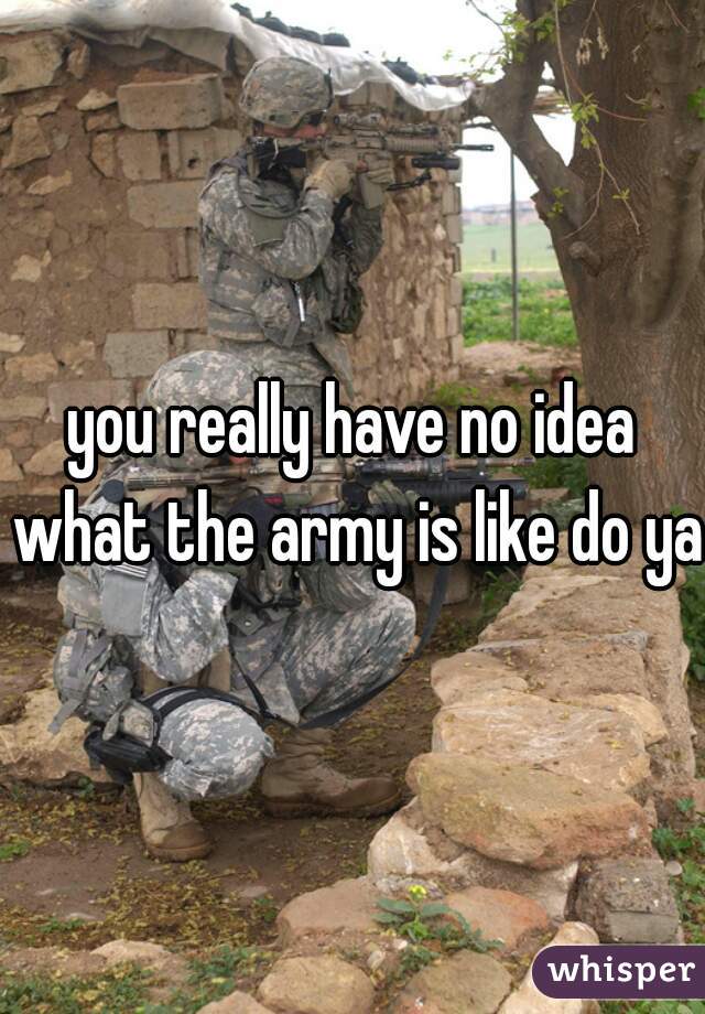 you really have no idea what the army is like do ya