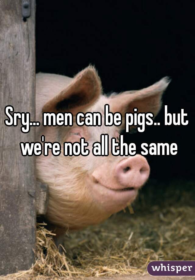 Sry... men can be pigs.. but we're not all the same
