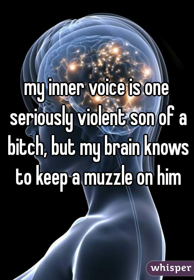 my inner voice is one seriously violent son of a bitch, but my brain knows to keep a muzzle on him
