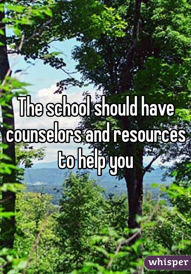 The school should have counselors and resources to help you
