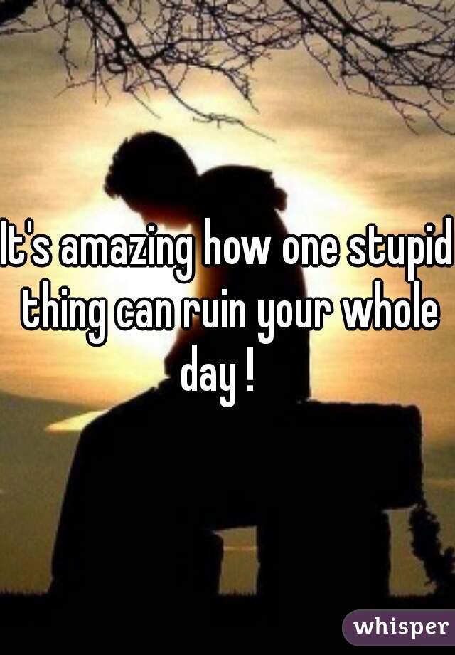 It's amazing how one stupid thing can ruin your whole day !   