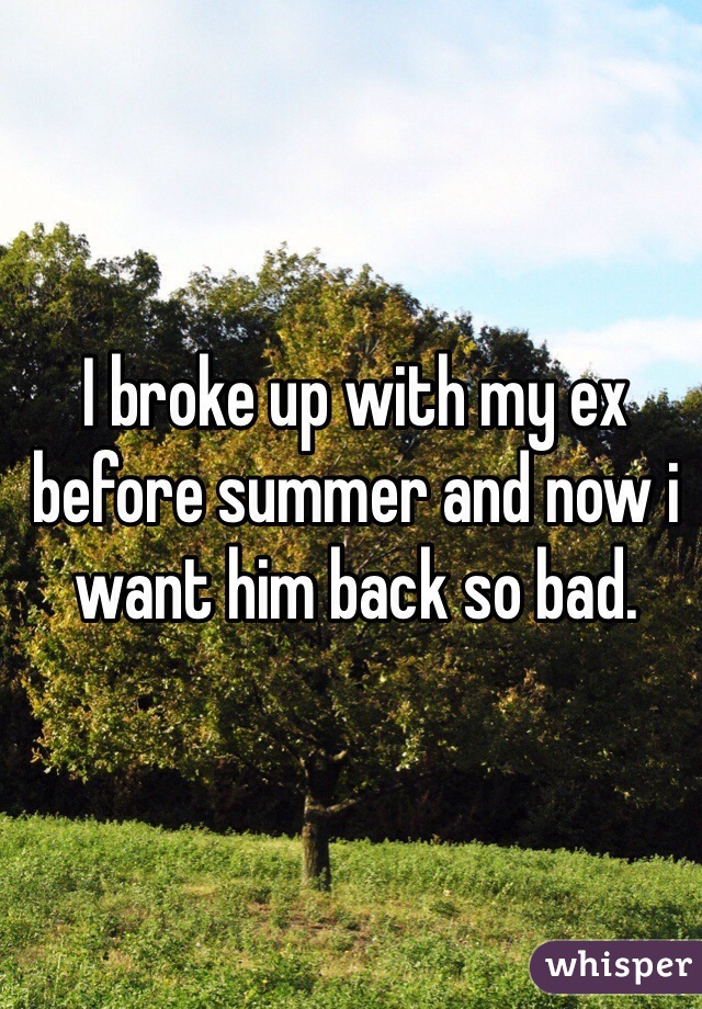 I broke up with my ex before summer and now i want him back so bad.