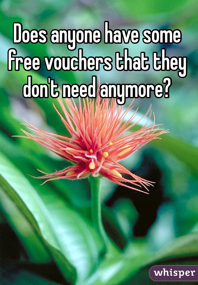 Does anyone have some free vouchers that they don't need anymore?