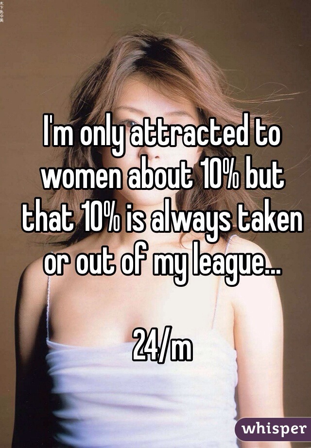 I'm only attracted to women about 10% but that 10% is always taken or out of my league...

24/m