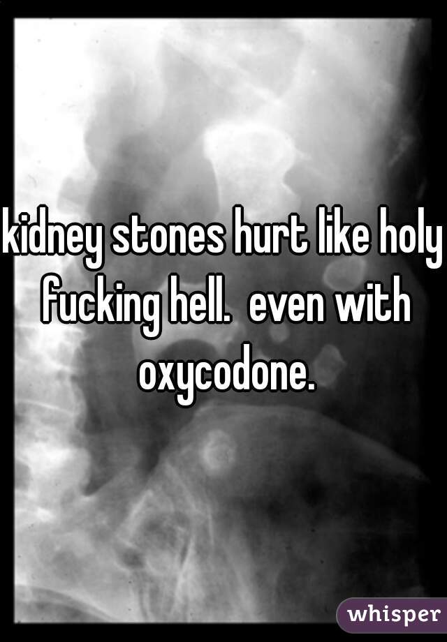 kidney stones hurt like holy fucking hell.  even with oxycodone.