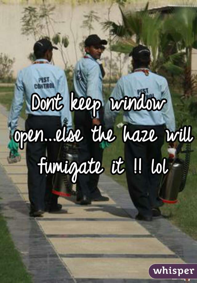Dont keep window open...else the haze will fumigate it !! lol