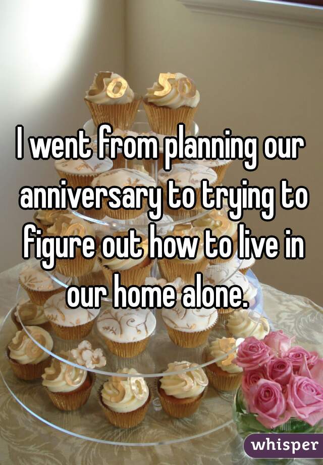 I went from planning our anniversary to trying to figure out how to live in our home alone.  