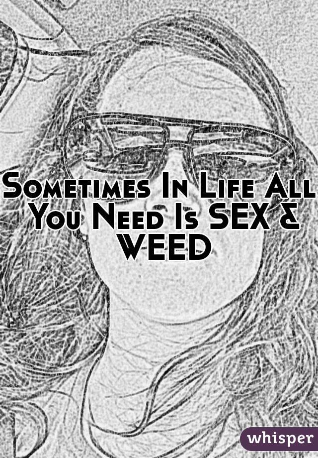Sometimes In Life All You Need Is SEX & WEED