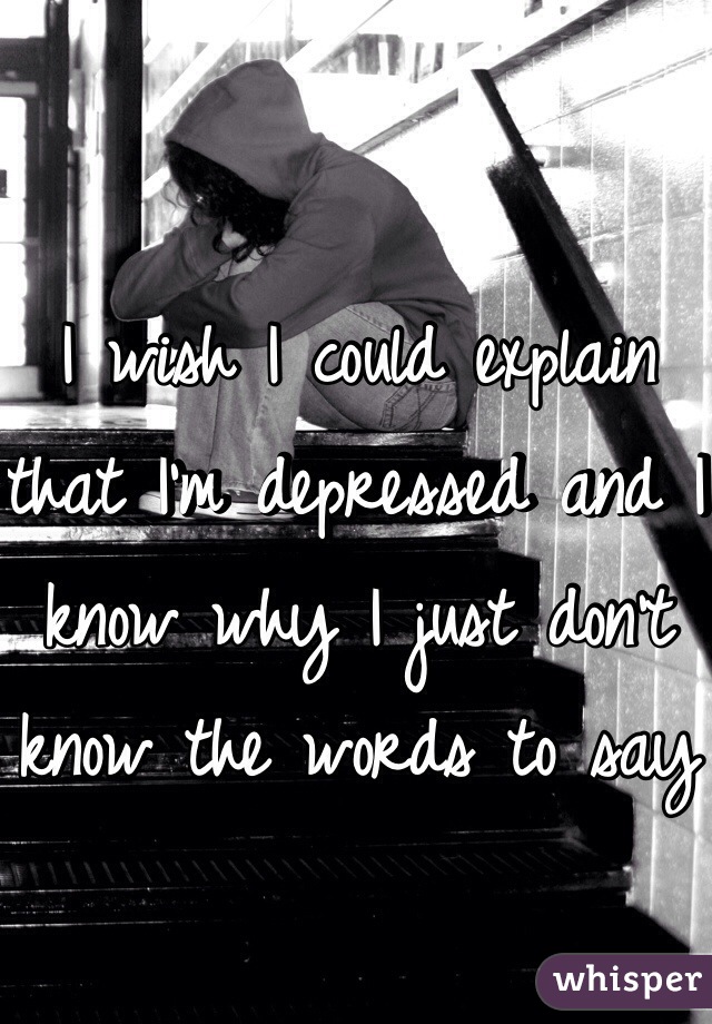 I wish I could explain that I'm depressed and I know why I just don't know the words to say