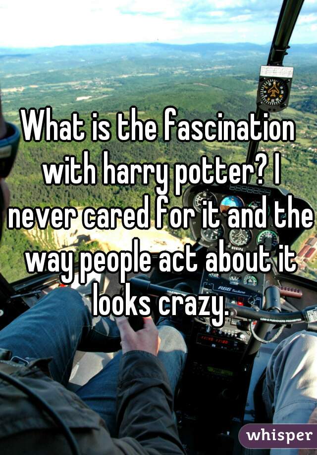 What is the fascination with harry potter? I never cared for it and the way people act about it looks crazy.