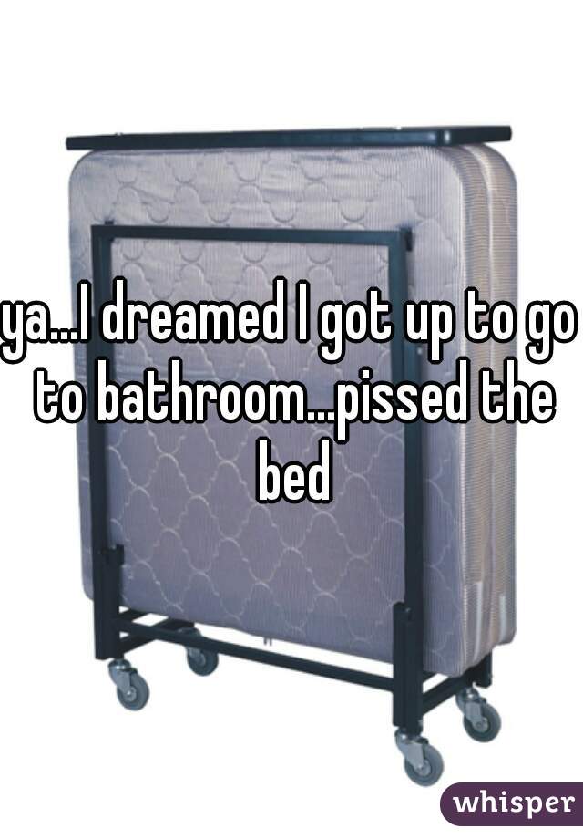 ya...I dreamed I got up to go to bathroom...pissed the bed