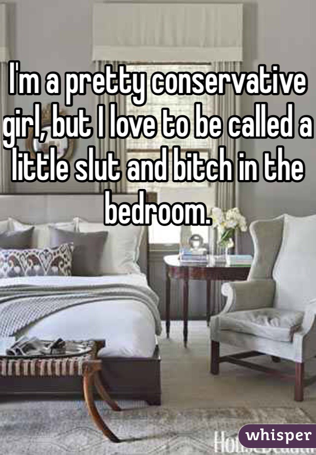 I'm a pretty conservative girl, but I love to be called a little slut and bitch in the bedroom.