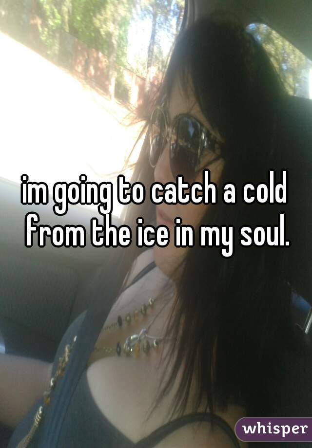 im going to catch a cold from the ice in my soul.