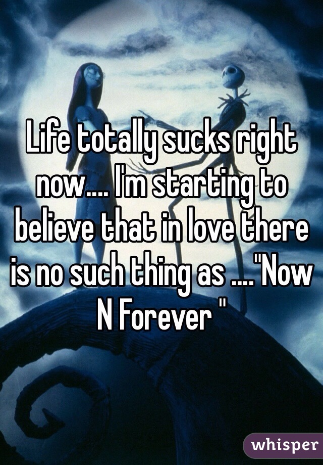 Life totally sucks right now.... I'm starting to believe that in love there is no such thing as ...."Now N Forever " 