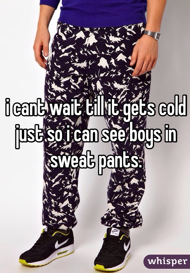 i cant wait till it gets cold just so i can see boys in sweat pants. 