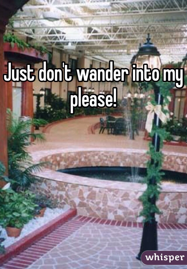 Just don't wander into my please!