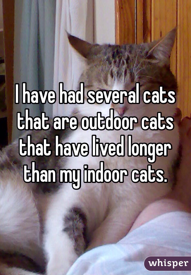 I have had several cats that are outdoor cats that have lived longer than my indoor cats.