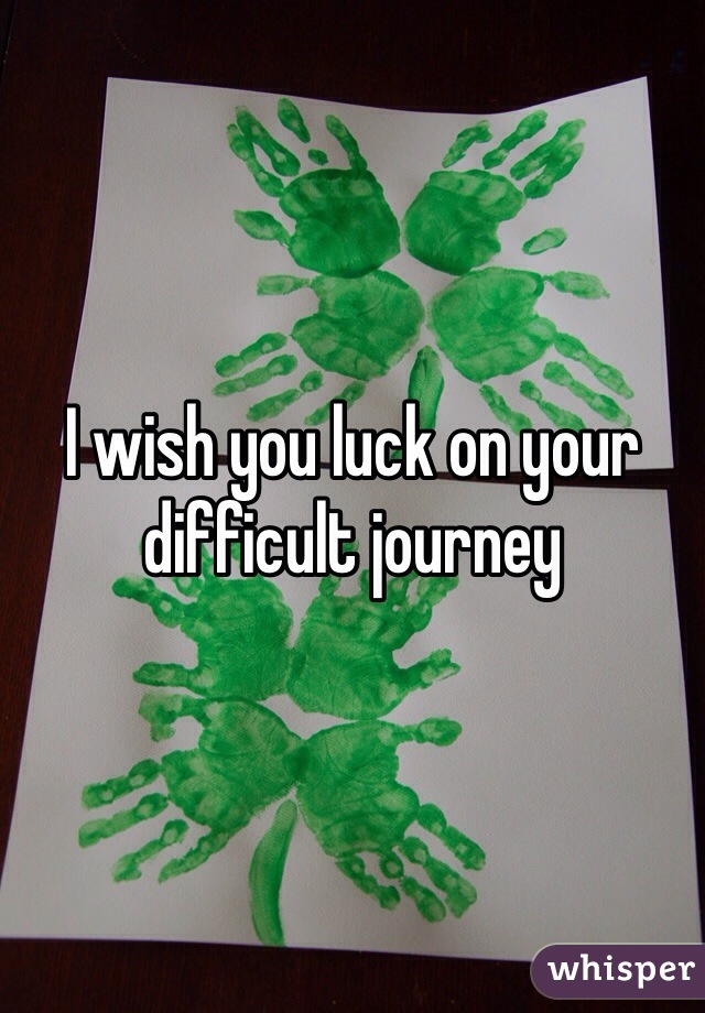 I wish you luck on your difficult journey