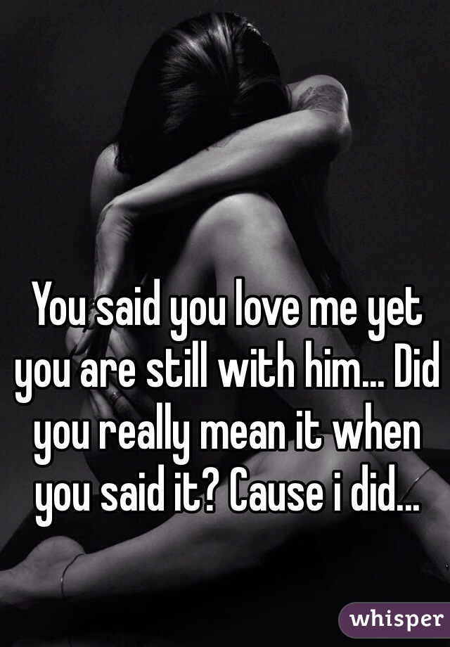 You said you love me yet you are still with him... Did you really mean it when you said it? Cause i did...