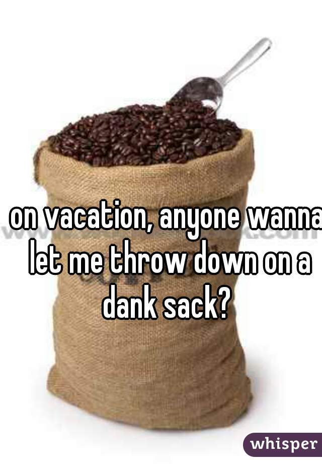 on vacation, anyone wanna let me throw down on a dank sack? 