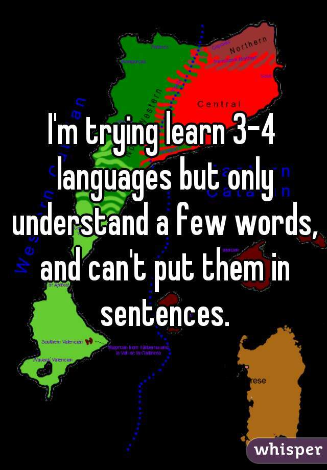 I'm trying learn 3-4 languages but only understand a few words, and can't put them in sentences.