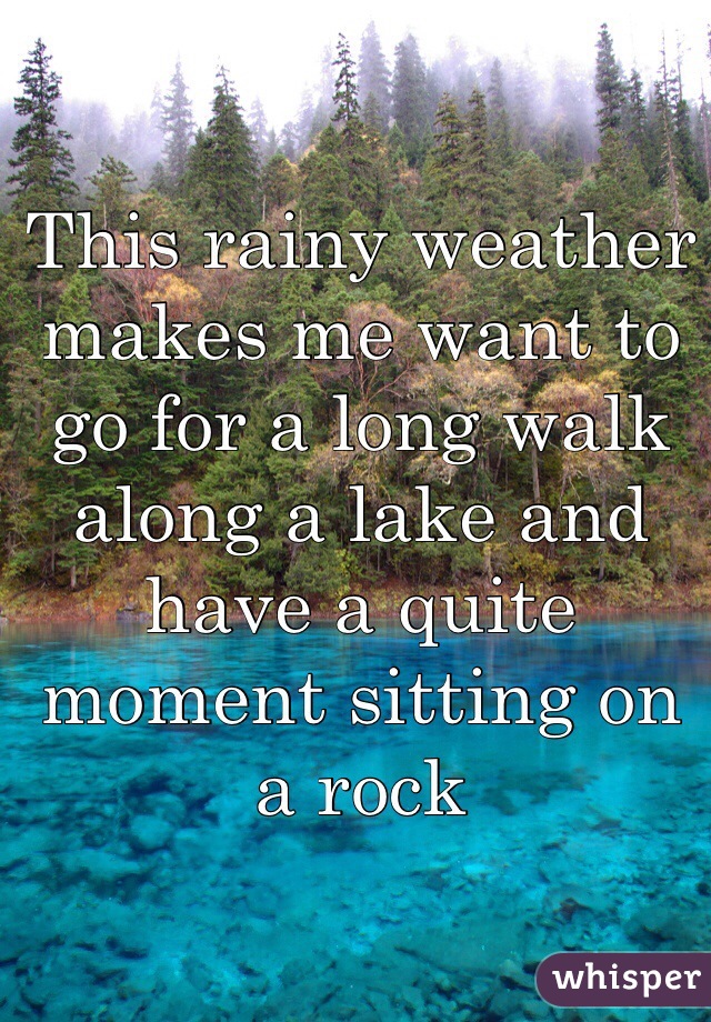This rainy weather makes me want to go for a long walk along a lake and have a quite moment sitting on a rock