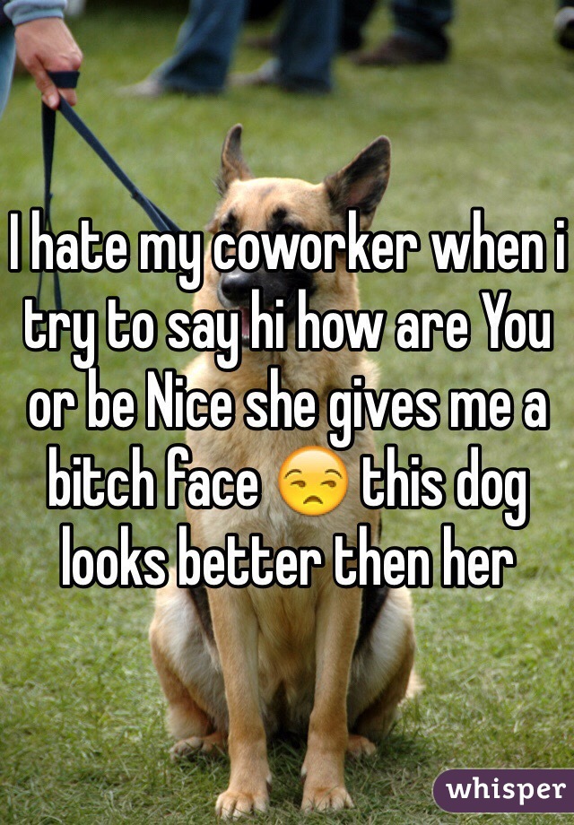 I hate my coworker when i try to say hi how are You or be Nice she gives me a bitch face 😒 this dog looks better then her