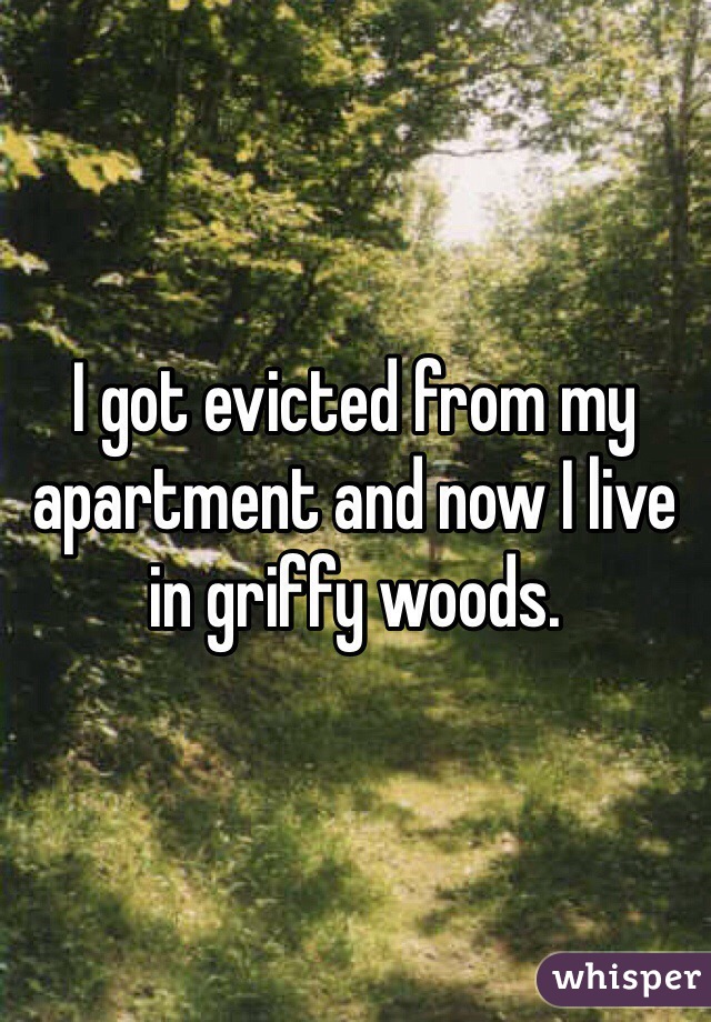 I got evicted from my apartment and now I live in griffy woods.