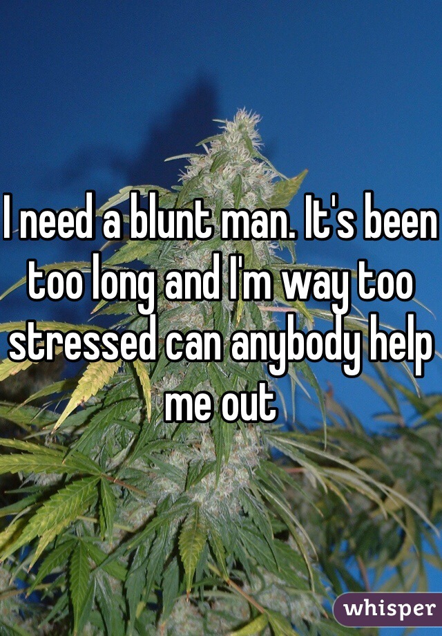 I need a blunt man. It's been too long and I'm way too stressed can anybody help me out 